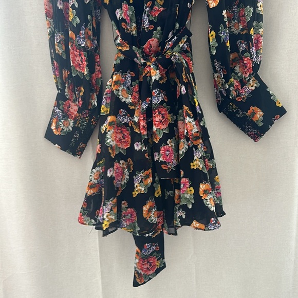 Mini long sleeve button front tie waist dress - Picture 4 of 4